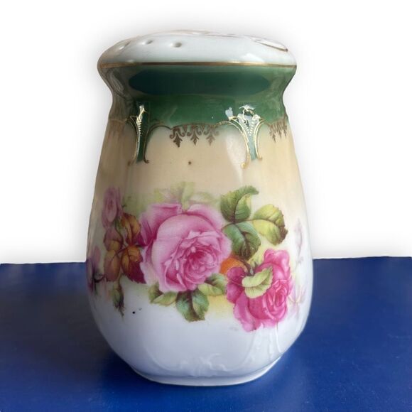 Antique German Hand Painted Floral Porcelain Sugar Shaker - Picture 2 of 16